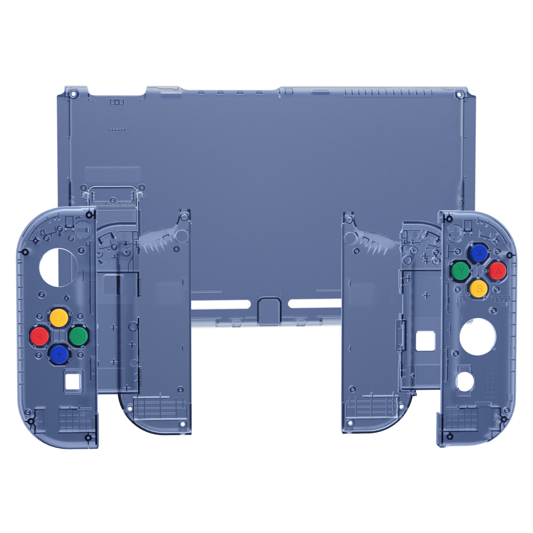 eXtremeRate Clear Deep Ocean Blue Back Plate Replacement Shell for Nintendo Switch & Joy-Con Controllers - Full Set Buttons Included - DIY Customization for Gaming Enthusiasts | Perfect for Console Modding and Controller Upgrades