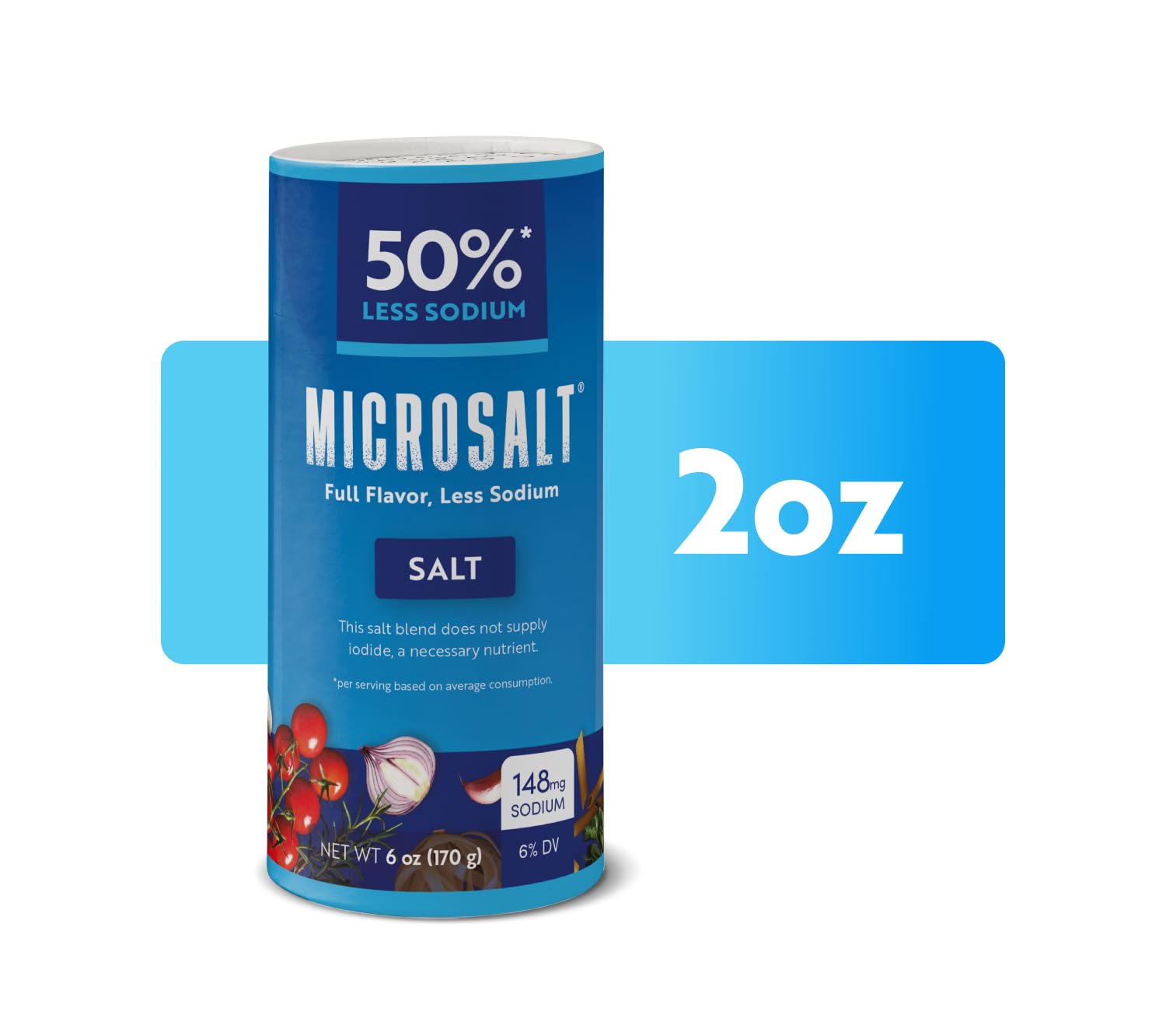 Microsalt 50% Less Sodium Salt - Healthy Salt Substitute for Cooking & Snacks | Full Flavor with Reduced Sodium | 2 oz (Pack of 2) | Perfect for Low-Sodium Diets, Heart Health & Flavorful Meals