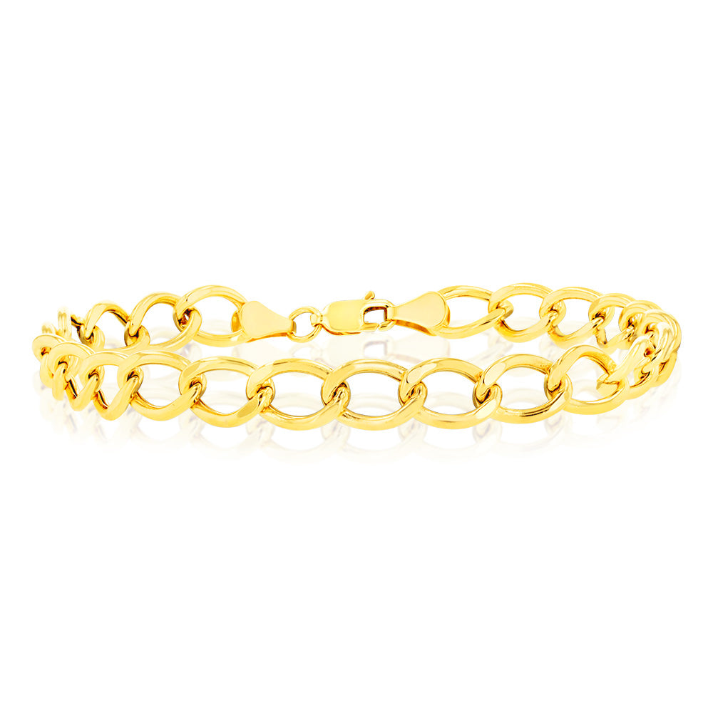 9ct Yellow Gold 150 Gauge Open Curb 20cm Bracelet for Women - Elegant Classic Jewelry Gift for Birthday, Anniversary & Special Occasions