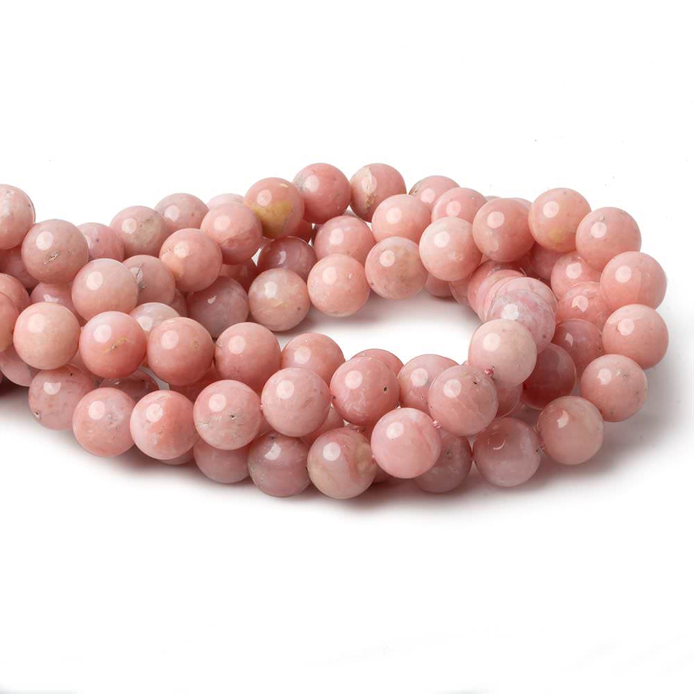 10mm Pink Peruvian Opal Beads Strand - 16 Inch (41 Beads) AA Grade for Jewelry Making, DIY Crafts & Healing Crystal Bracelets