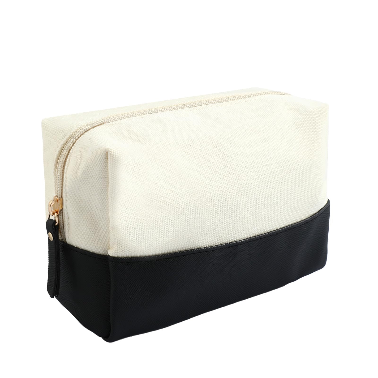 LYDZTION Waterproof Leather Makeup Bag for Women - Travel Cosmetic Organizer with Zipper, Black | Perfect for Toiletry Storage, Travel Essentials & Daily Makeup Organization