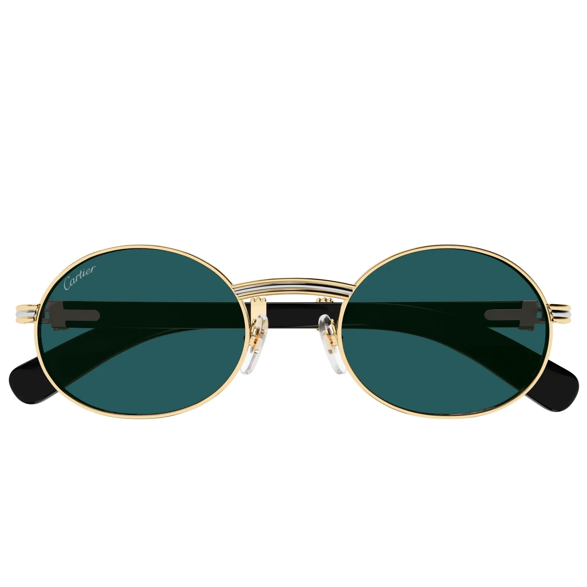 Cartier CT0464S 003 White Gold Green Aviator Sunglasses for Women - Luxury Designer Shades for Driving, Travel & Fashion - UV Protection Polarized Lenses