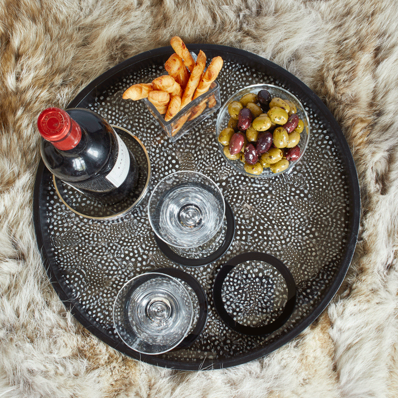 Handmade Guinea Fowl Feather Tray - Natural Decorative Bowl for Jewelry, Keys & Trinkets | Boho Home Decor & Wedding Centerpiece