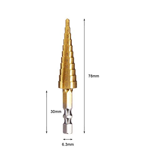 Meichoon HSS Titanium Coated Step Drill Bit Set (3-13mm) - Hex Shank Power Tool for Metal, Wood & Plastic - Professional Pagoda Hole Cutter & Reamer - Perfect for DIY Projects, Home Repairs & Electrical Work