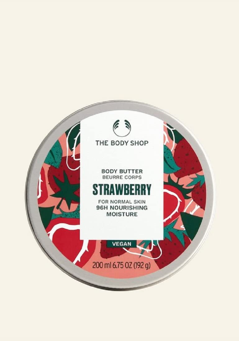 The Body Shop Strawberry Body Butter - Hydrating & Moisturizing Cream for Dry Skin, Vegan & Cruelty-Free, 200ml - Perfect for Daily Skincare & Gift Giving