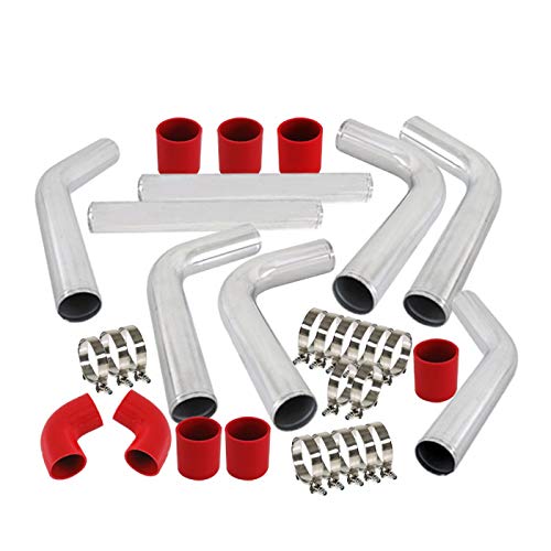 Universal 8Pcs Aluminum Front Mount Turbo Intercooler Piping Kit with Silicone Hose & Stainless Steel Clamps - 3