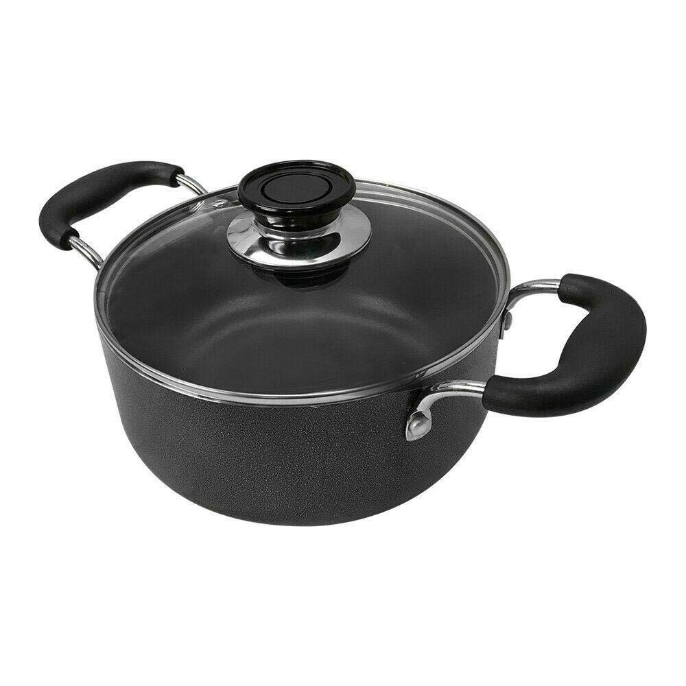 5 Quart Enameled Cast Iron Dutch Oven with Glass Lid - Heavy Duty Aluminum Cookware for Braising, Stewing & Baking - Perfect for Soups, Casseroles & Bread Making in Oven or Stovetop