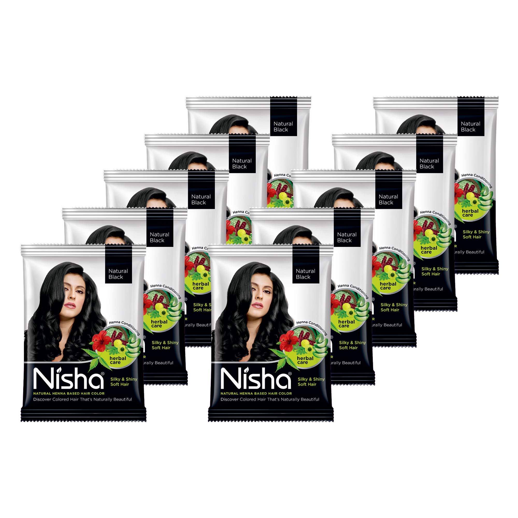 Nisha Natural Henna Powder for Hair Color - 100% Herbal Hair Dye for Black, Silky & Shiny Hair | Safe for Men & Women | Perfect for Home Hair Coloring, Salon Treatments & Natural Hair Care