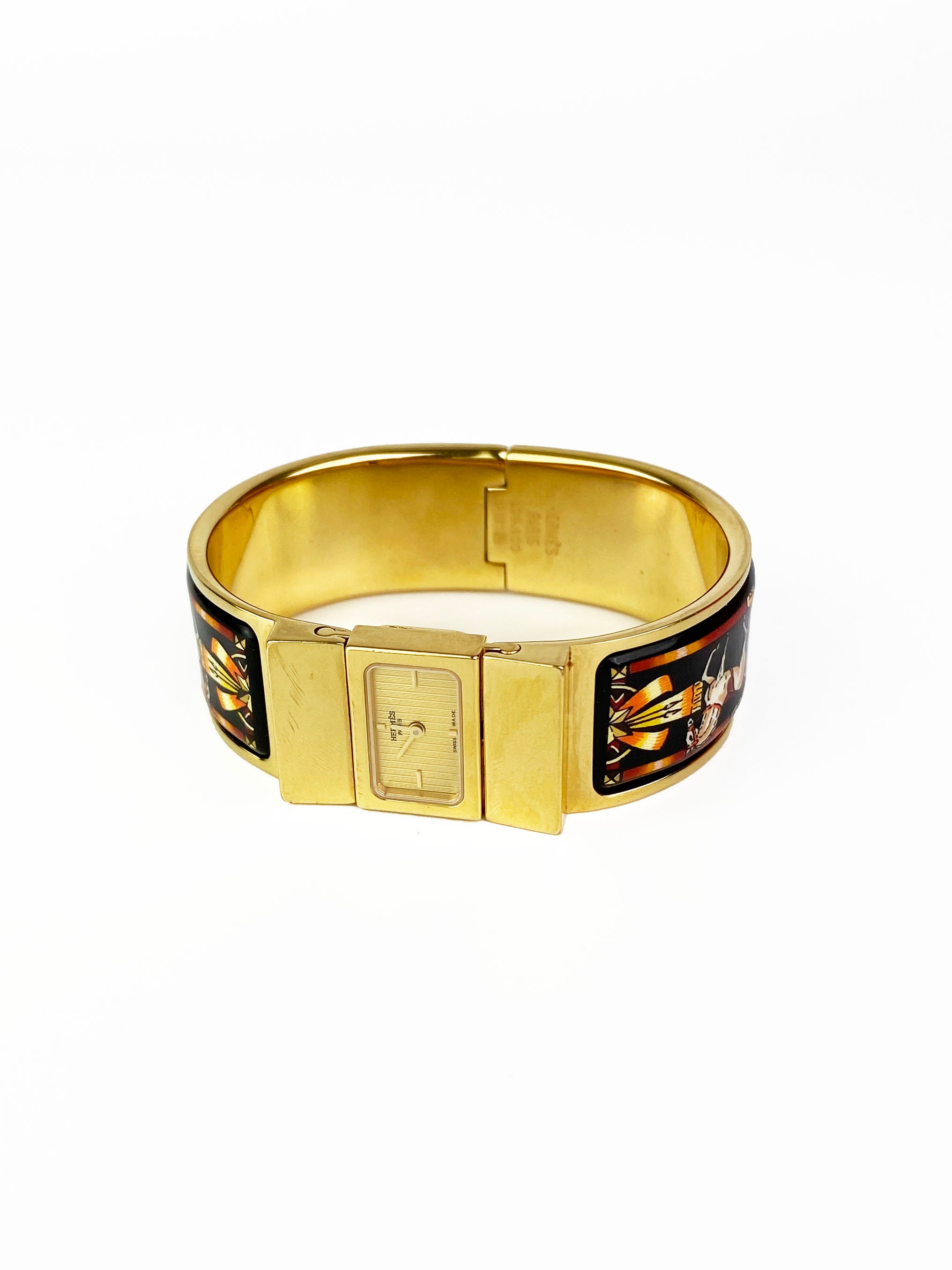 Luxury Hermes Gold Plated Loquet Bangle Watch for Women - Elegant Fashion Accessory for Parties, Weddings & Special Occasions