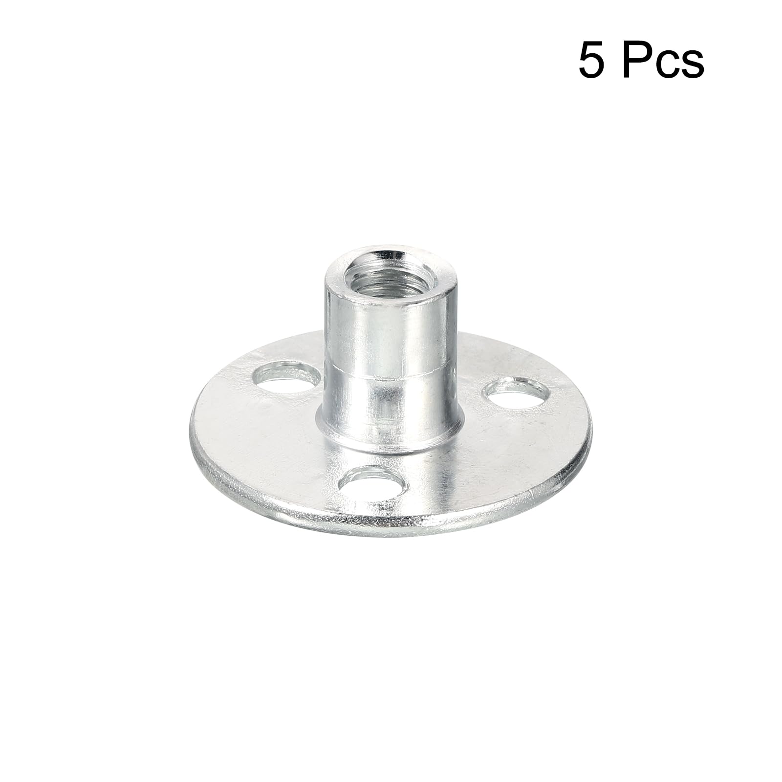 uxcell M8 Brad Hole Tee Nut - 5pcs Carbon Steel Round Base Screw-in T-Nuts for Furniture Hardware, Flange Female Thread Insert Nuts - Perfect for DIY Furniture Assembly, Woodworking Projects & Cabinet Installation