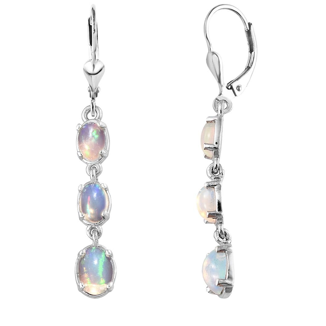 925 Sterling Silver Opal Drop Dangle Earrings for Women | Genuine Gemstone Jewelry | Birthday Gift for Her | Perfect for Parties, Weddings & Special Occasions
