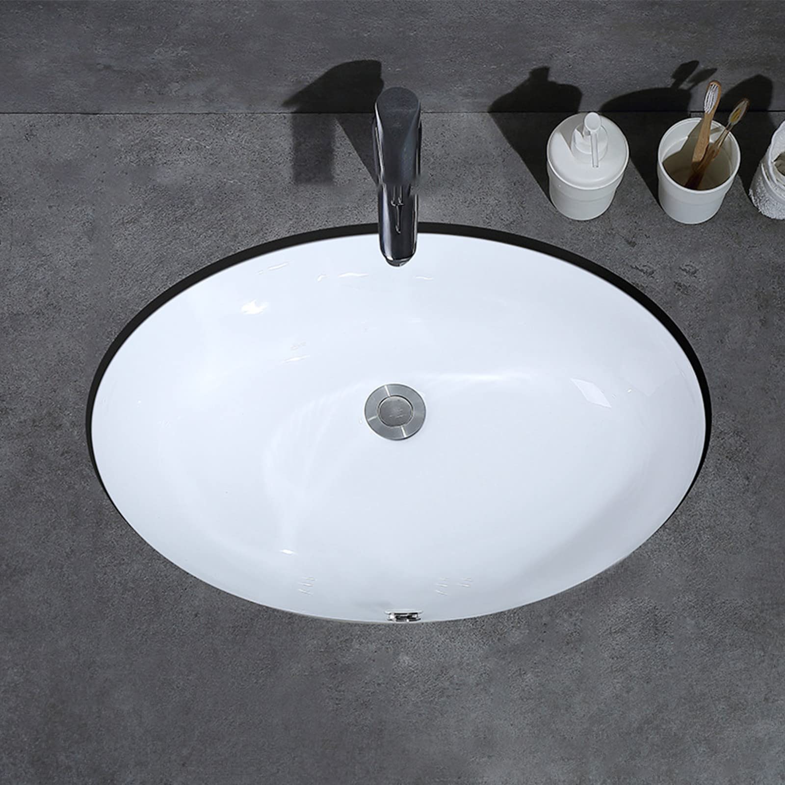 19-Inch Freestanding Bathroom Sink - White Ceramic Pedestal Basin for Modern Vanity, Round Vessel Washbowl with Overflow - Perfect for Small Bathrooms, Powder Rooms & Guest Suites