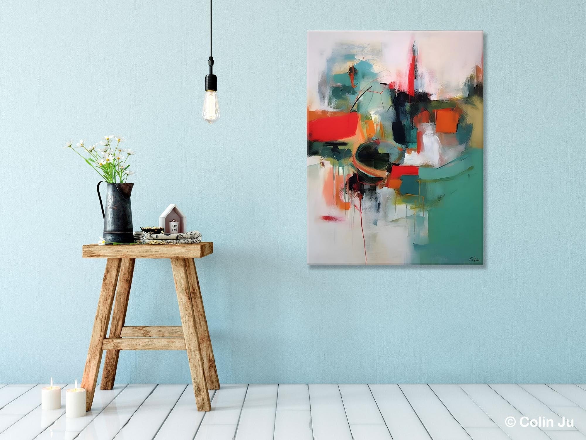 Abstract Wall Paintings - Extra Large Hand Painted Canvas Art for Dining Room | Contemporary Original Artwork | Perfect for Home Decor, Office & Living Room Wall Art