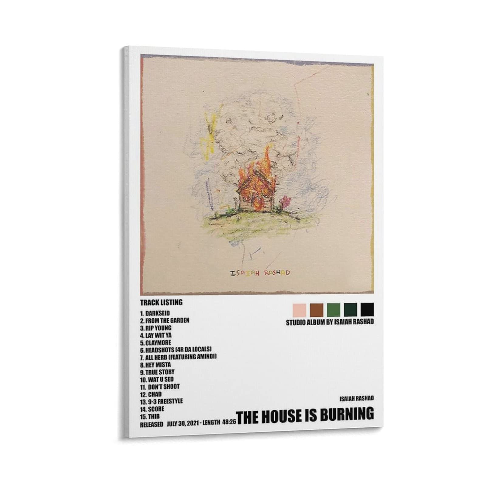 Isaiah Rashad The House Is Burning Poster - Premium Canvas Wall Art Decor for Living Room & Bedroom - 20x30 Inches (50x75cm) - Perfect for Music Fans, Hip Hop Decor & Urban Home Aesthetics