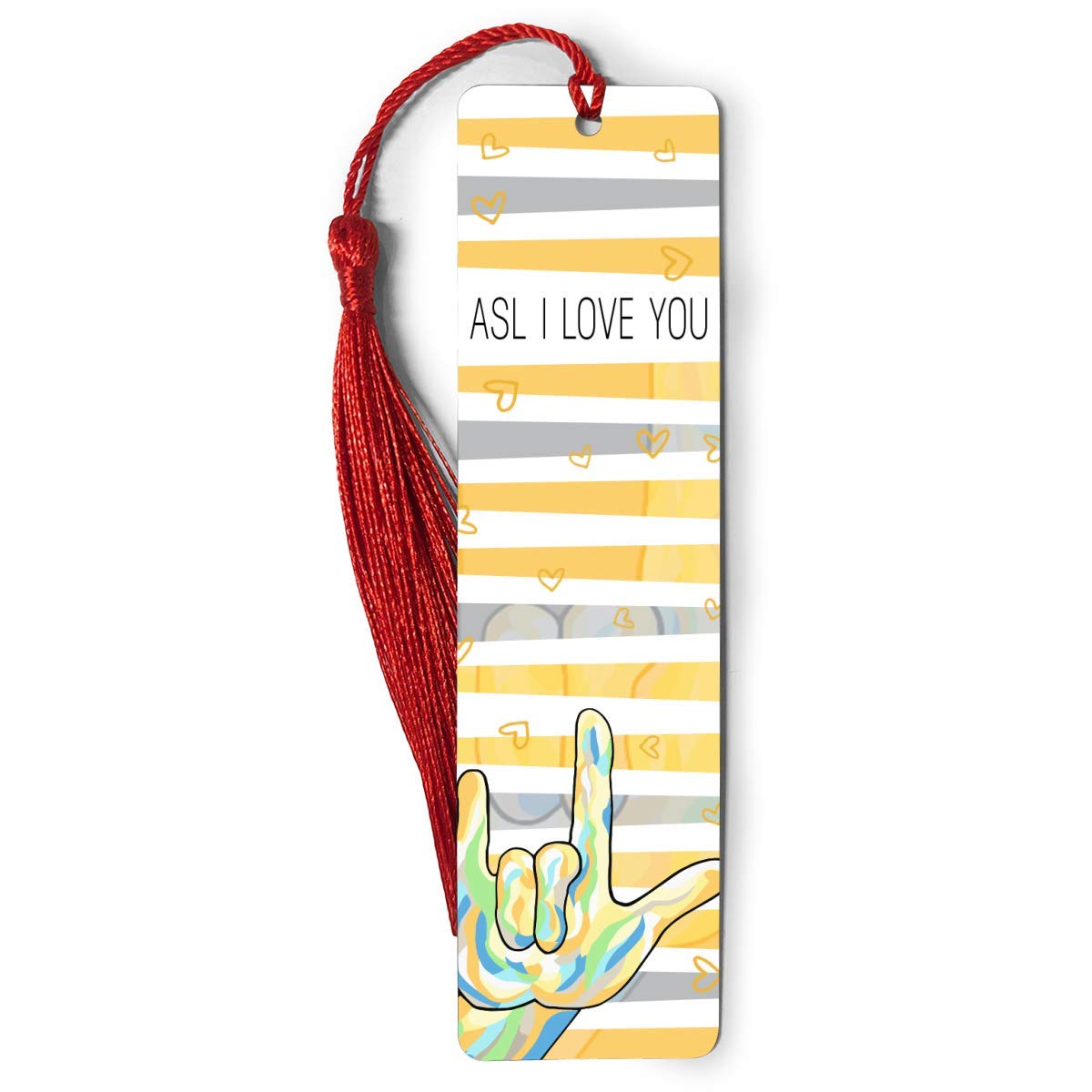 Metal Ruler Bookmark with ASL 'I Measure Love' Design - Tassel Bookmark for Book Lovers, Readers & Bibliophiles - Perfect Gift for Bookworms, Reading Notebooks & Book Collections