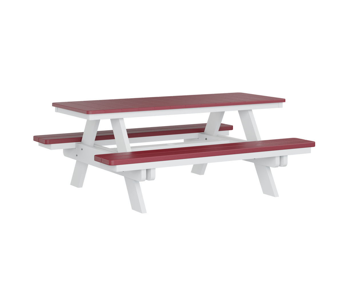 Berlin Gardens Rectangular Picnic Table - Outdoor Dining Set for Patio, Backyard, and Park - Heavy Duty Weather-Resistant Wooden Picnic Bench with Umbrella Hole