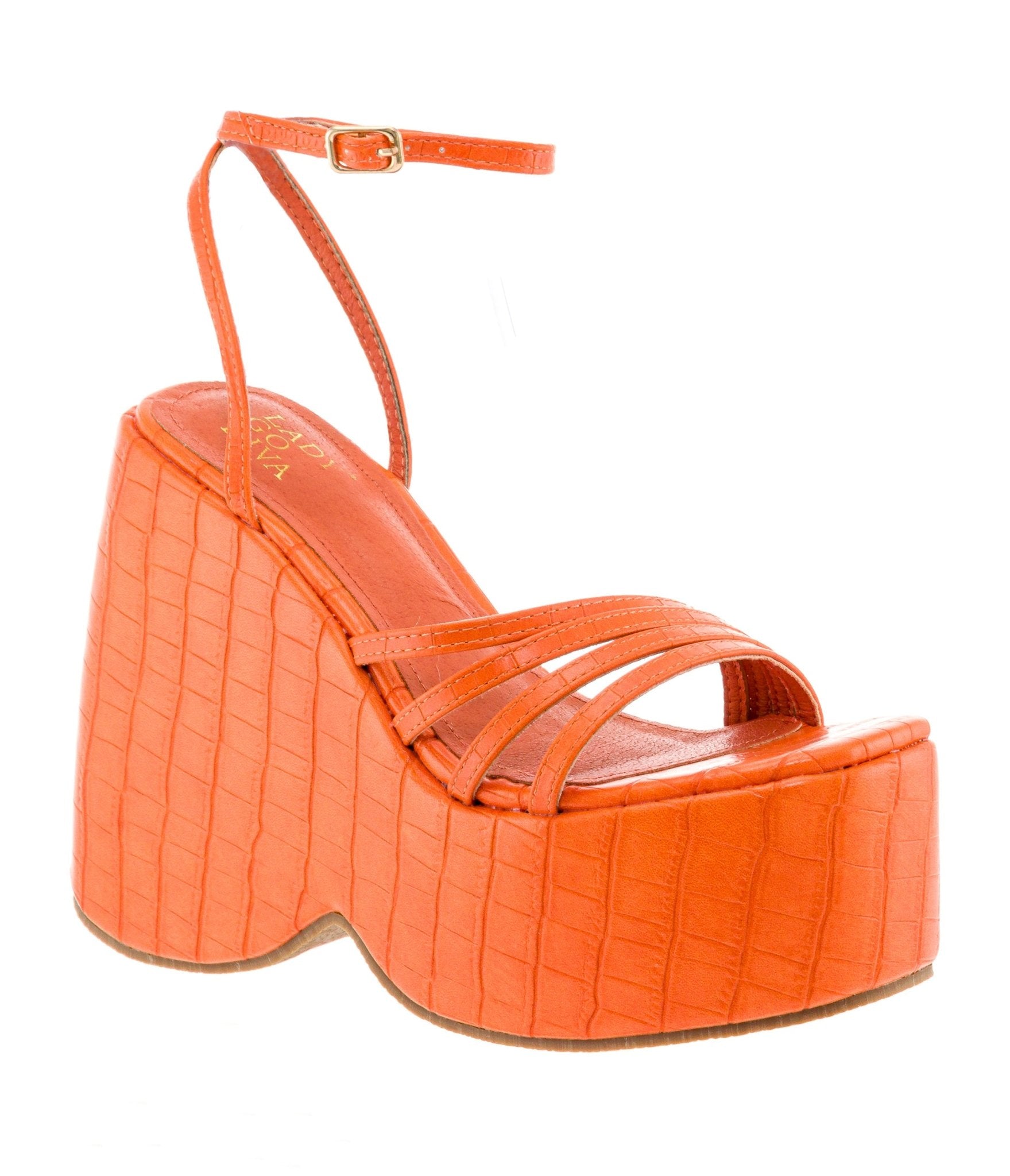 Orange Eira Wedge Platform Sandals for Women - Comfortable Summer Beach Shoes with Arch Support | Perfect for Vacation, Pool Party & Casual Outings