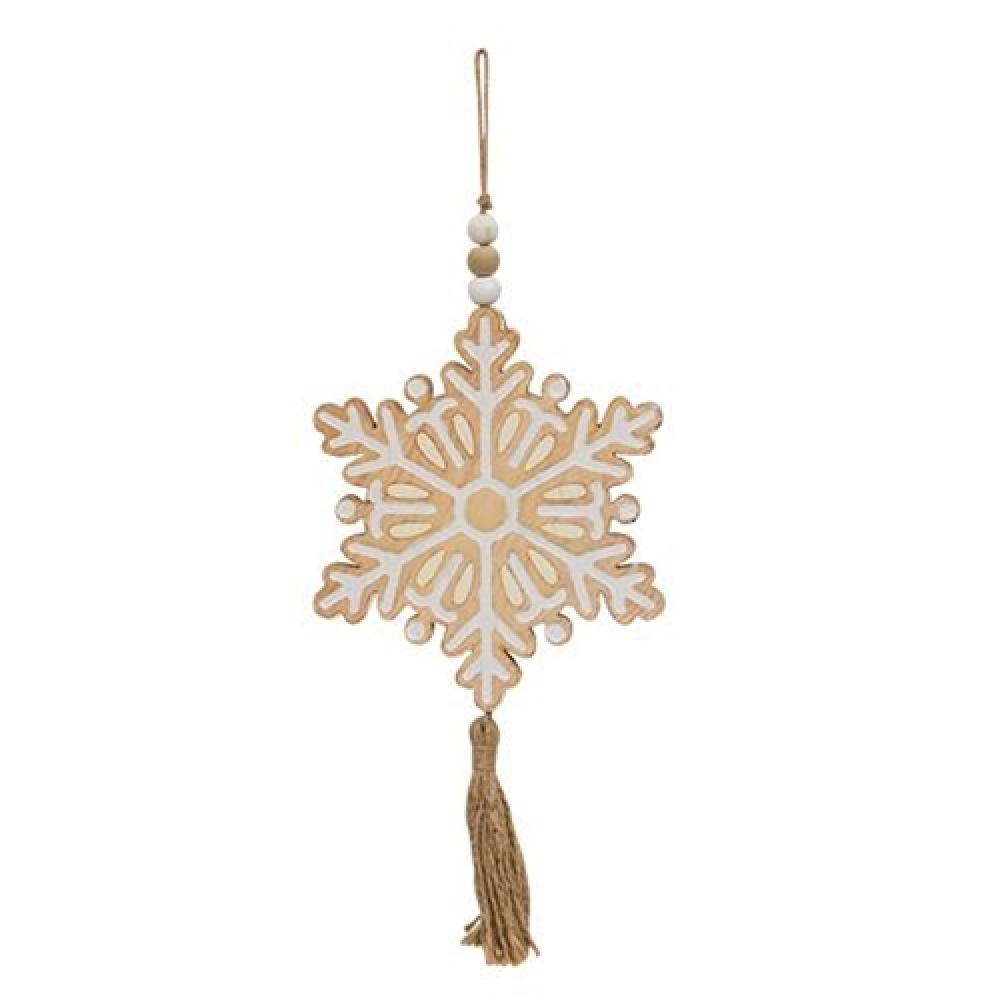 Stellar Snowflake Wood Ornament - Handcrafted Christmas Tree Decoration for Holiday Home Decor - Perfect for Xmas Gifts, Winter Decor & Festive Party Decorations