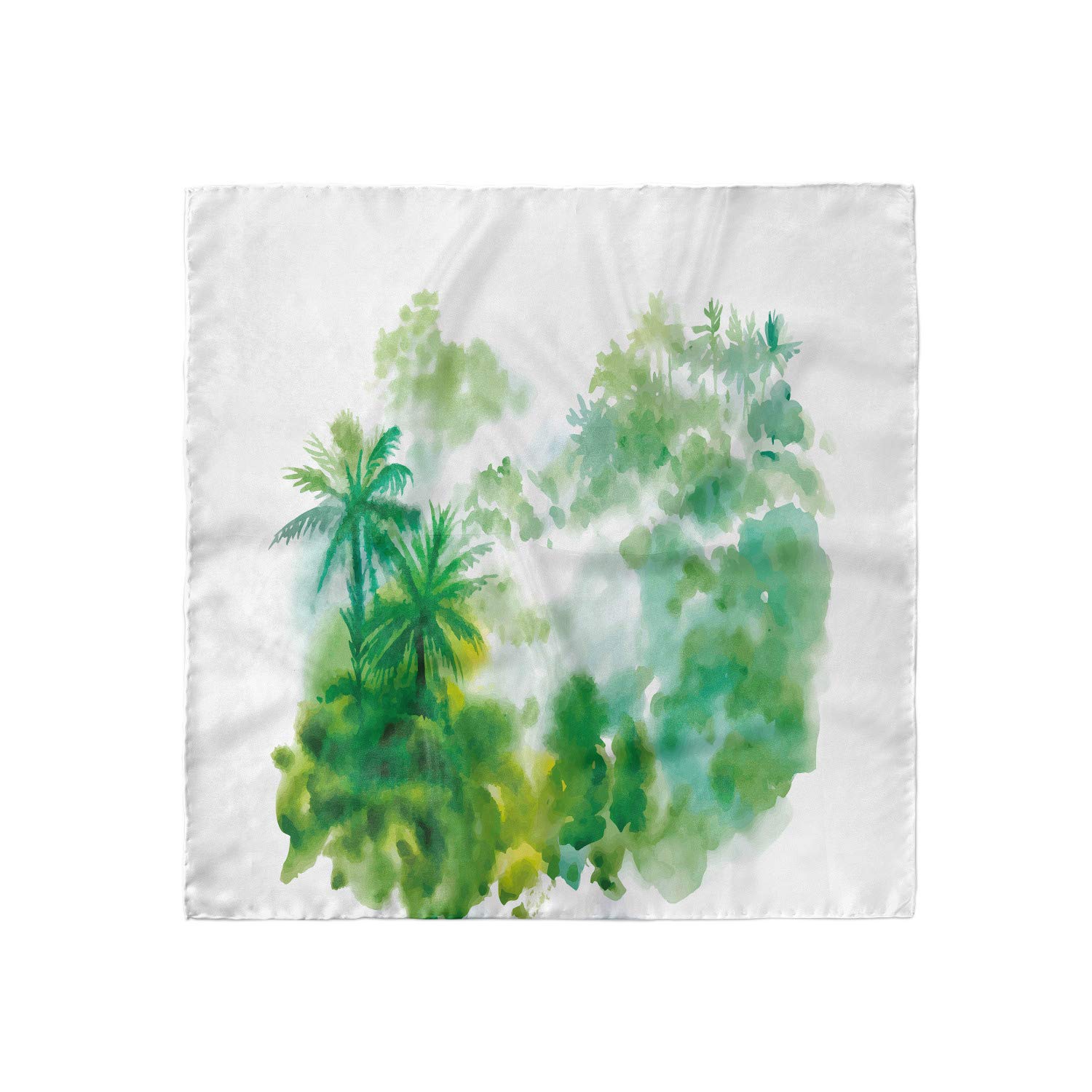 Ambesonne Green Hair Scarf - Watercolor Forest Print Head Wrap for Women, Boho Style Bandana, Fashionable Headband for Outdoor Activities, Hiking, and Yoga