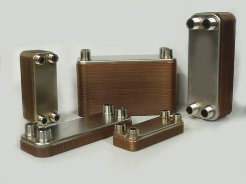 Stainless Steel Brazed Plate Heat Exchanger 5x12 Inch 90 Plates - Water to Water Heat Transfer for Hydronic Heating, Pool Heating & Solar Thermal Systems - 1.25 Inch MPT Ports