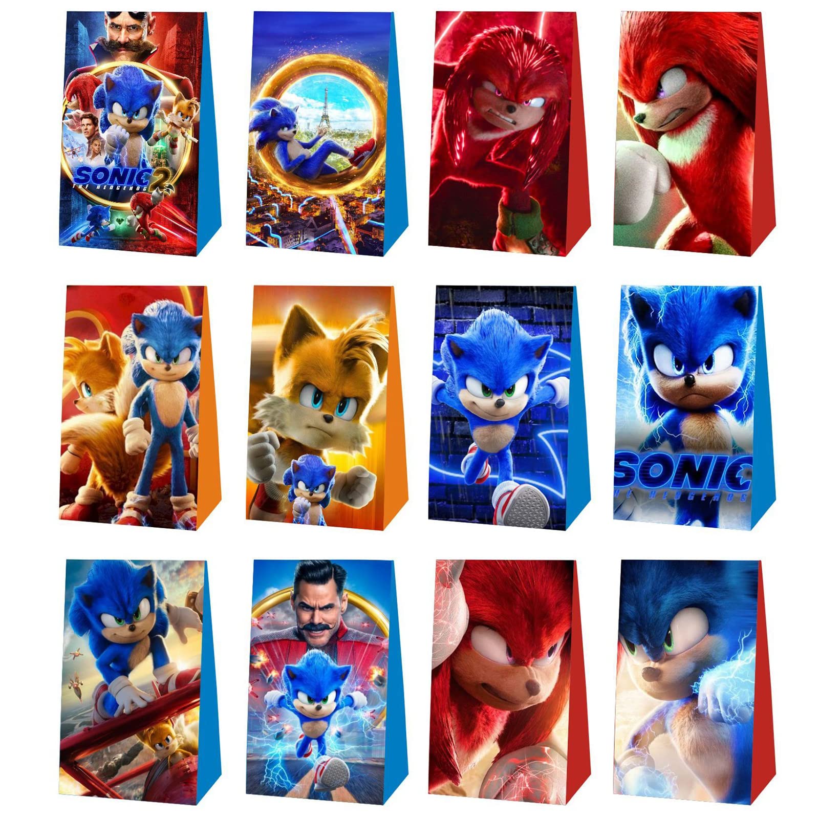 2022 Sonic Themed Movie Party Gift Bags - 12pcs Birthday Party Supplies with Decorations & Candy Bags for Kids Birthday, Movie Night, and Themed Celebrations