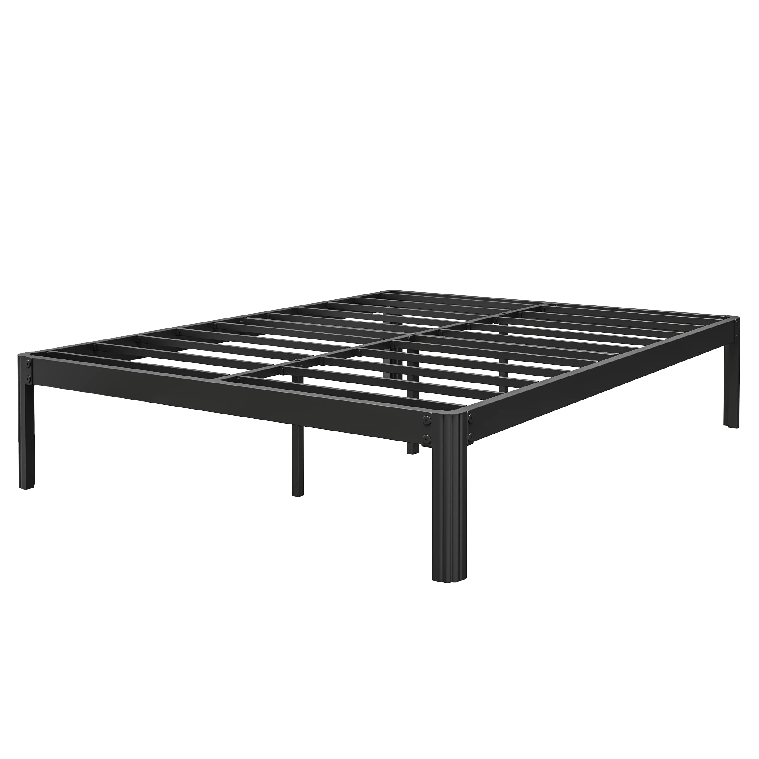 COMASACH 14 Inch King Size Bed Frame - Heavy Duty 3500 lbs Capacity Metal Platform with Round Corners & Cylinder Legs, No Box Spring Needed, Anti-Slip & Noise-Free Mattress Foundation in Black - Perfect for Master Bedrooms, Guest Rooms & Small Spaces