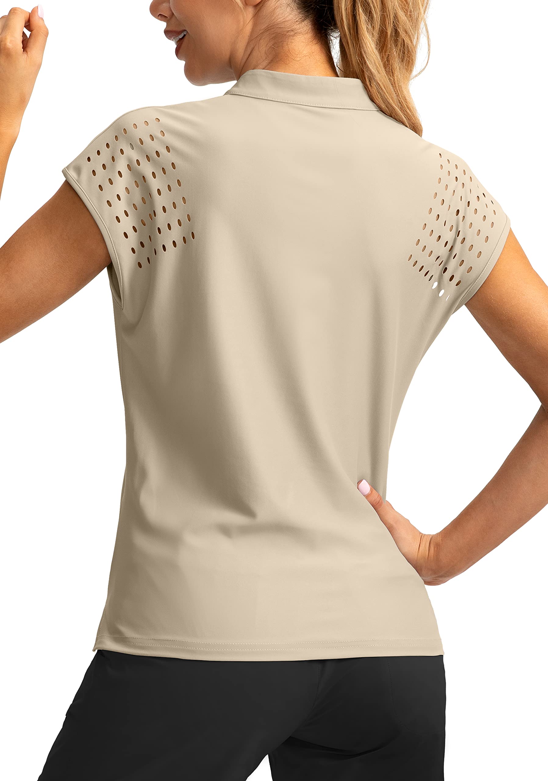 Soothfeel Women's Lightweight Quick-Dry V-Neck Polo Golf Shirt - Breathable Cap Sleeve Tennis & Workout Top for Women | Perfect for Golf, Tennis, Gym & Casual Wear