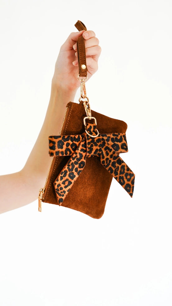 Stylish Suede Wristlet & Bow Hang Off Set of 2 - Perfect for Handbag Accessories & Gift Giving