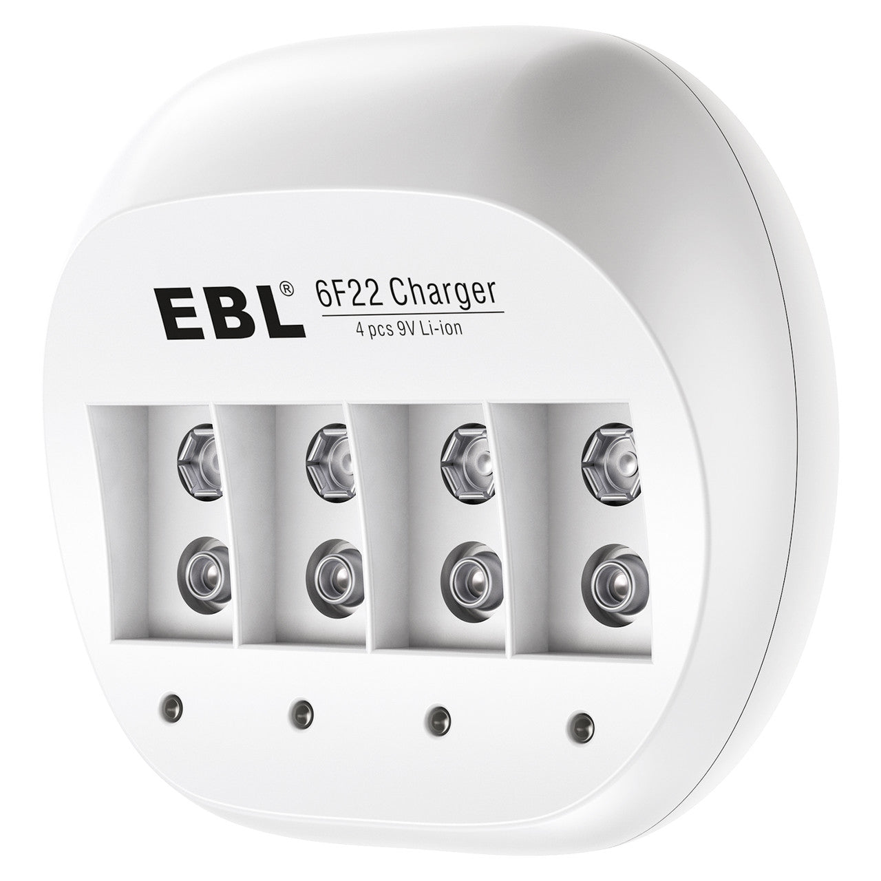 EBL 4 Bay 9V Battery Charger for Li-ion/NiMH/NiCd Rechargeable Batteries - Fast Charging for Smoke Detectors, Guitar Pedals & More