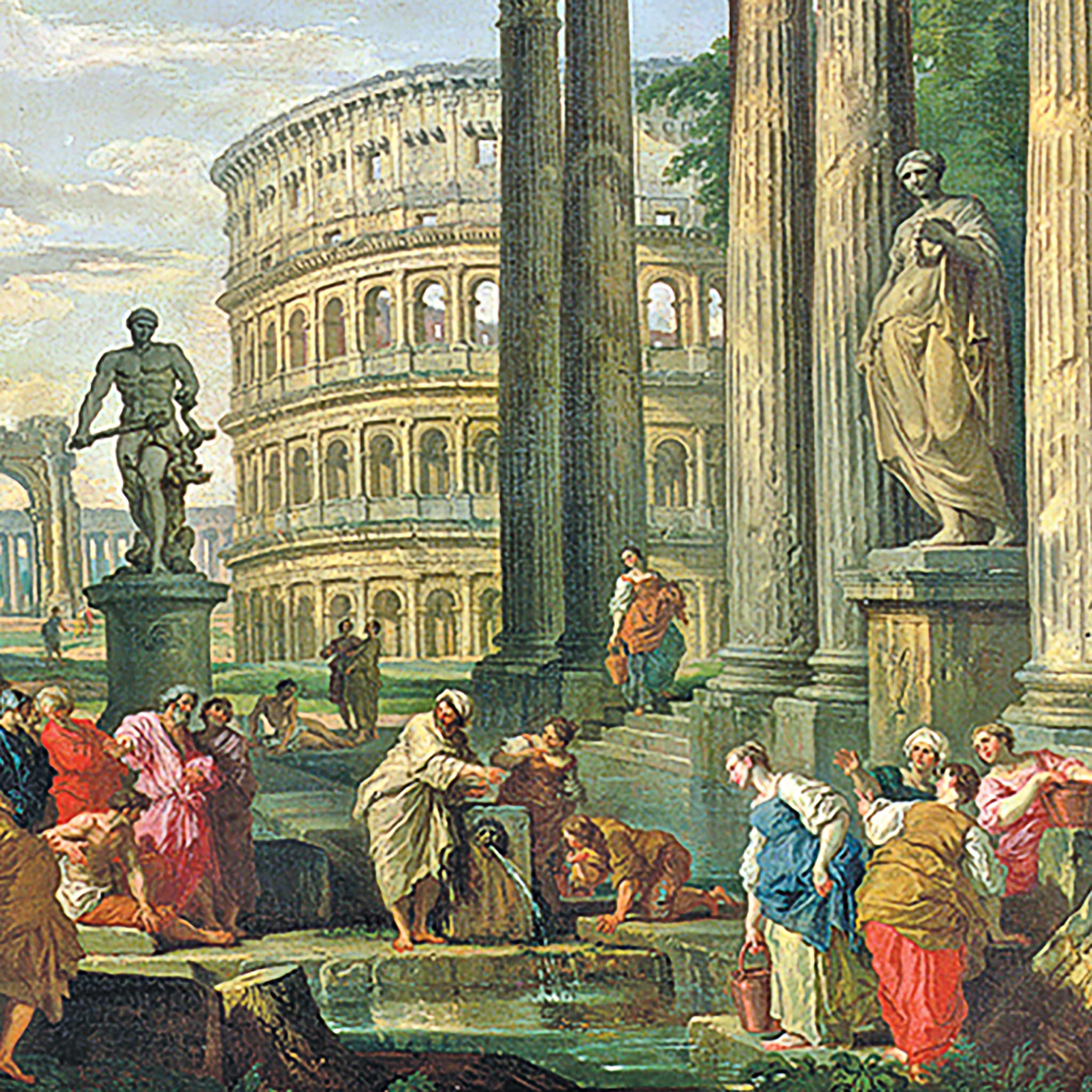 Design Toscano Roman Capriccio 1735 Canvas Replica Painting - Medium Size Wall Art for Living Room, Bedroom & Office Decor