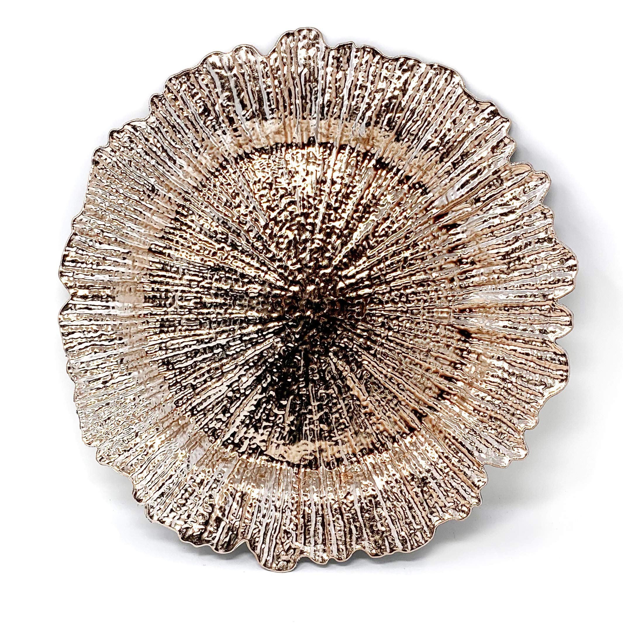 Allgala 13-Inch 48-Pack Heavy Duty Round Charger Plates - Reed Rose Gold (HD80833) for Weddings, Banquets & Formal Dining Events