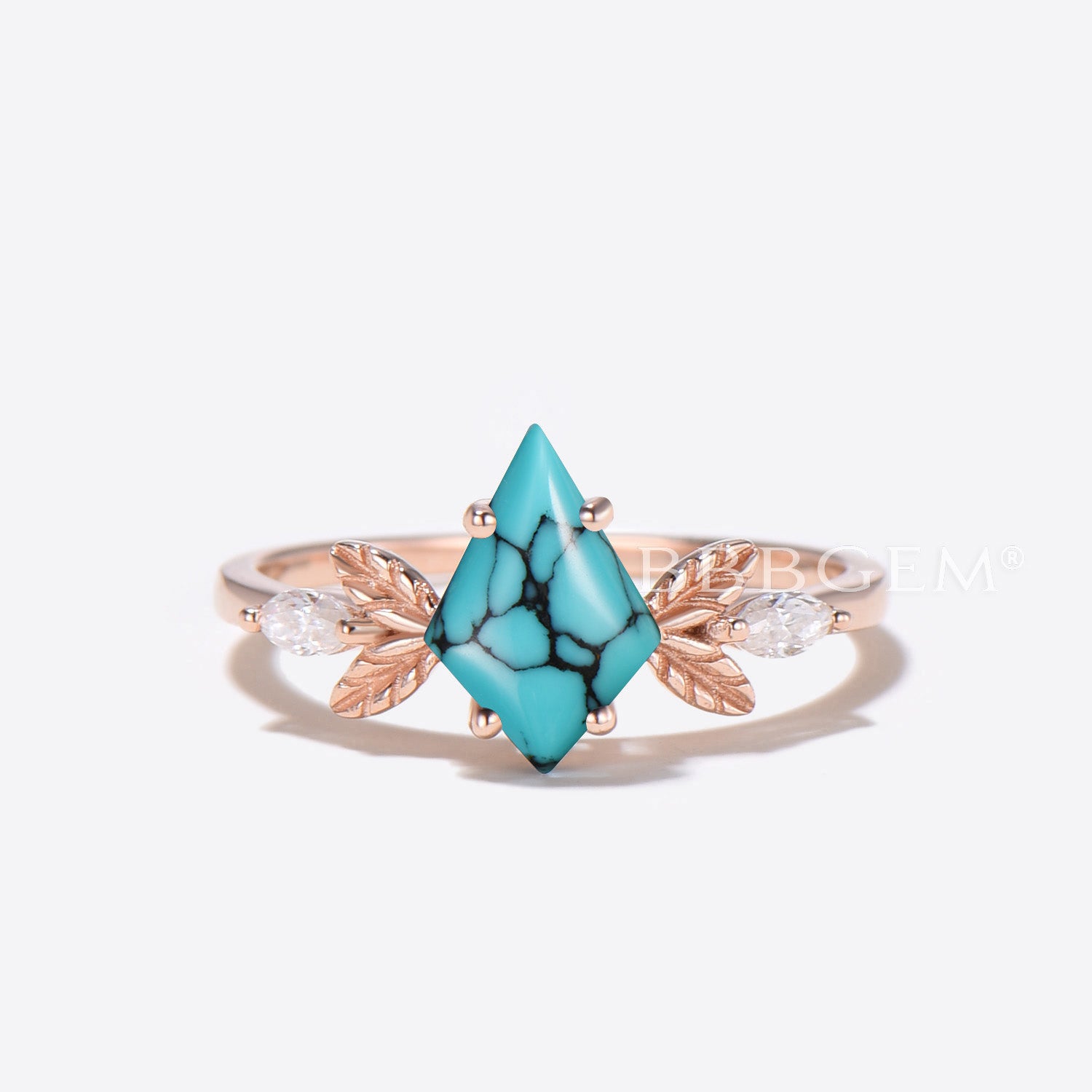 Natural Turquoise Engagement Ring - Handcrafted Kite Cut Leaf Design for Women | Perfect for Weddings, Anniversaries & Special Occasions