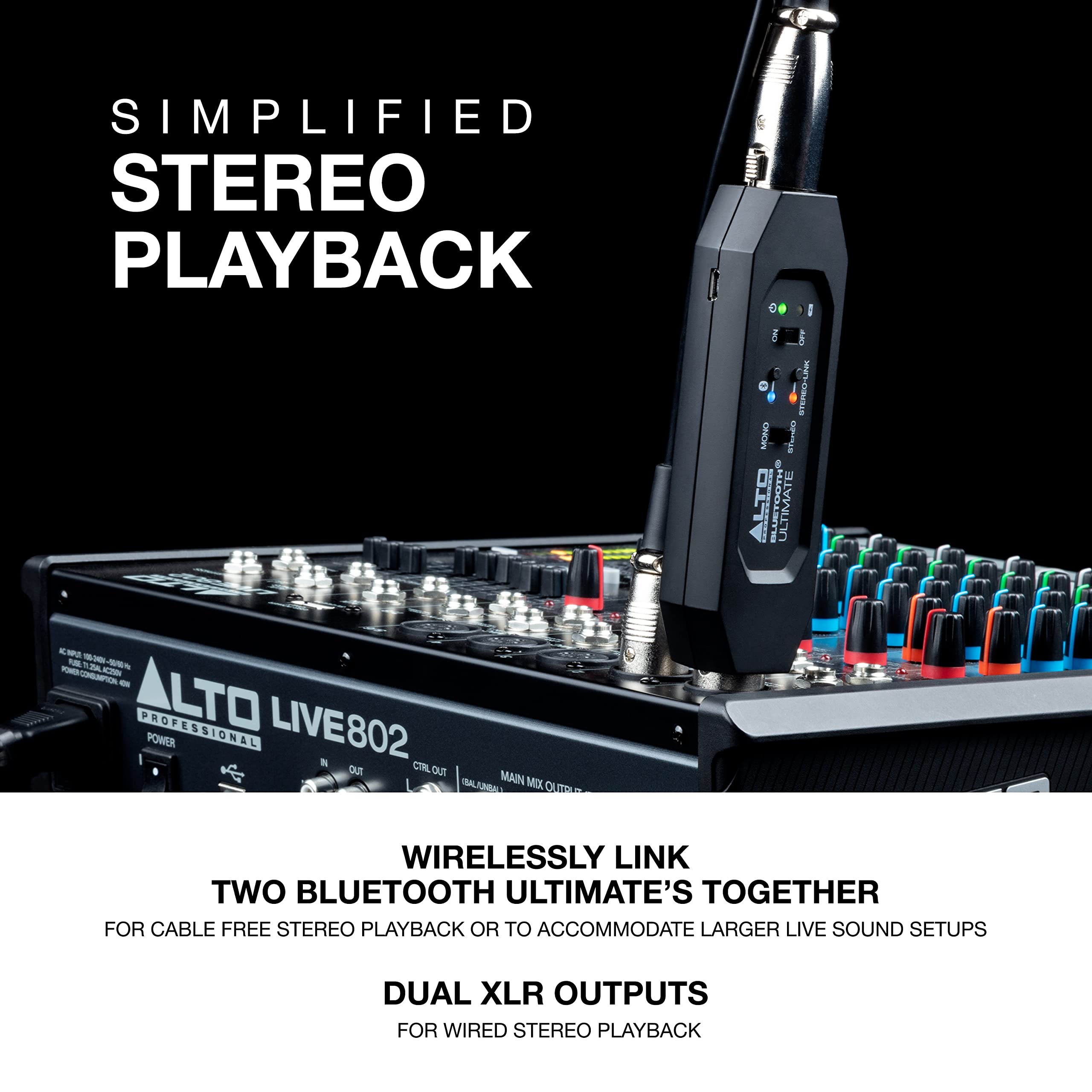 Alto Professional Bluetooth Ultimate XLR Rechargeable Stereo Bluetooth Receiver - Wireless Audio Adapter for Mixing Desks, PA Systems & Studio Equipment | Perfect for Live Performances, DJ Setups & Professional Audio Streaming