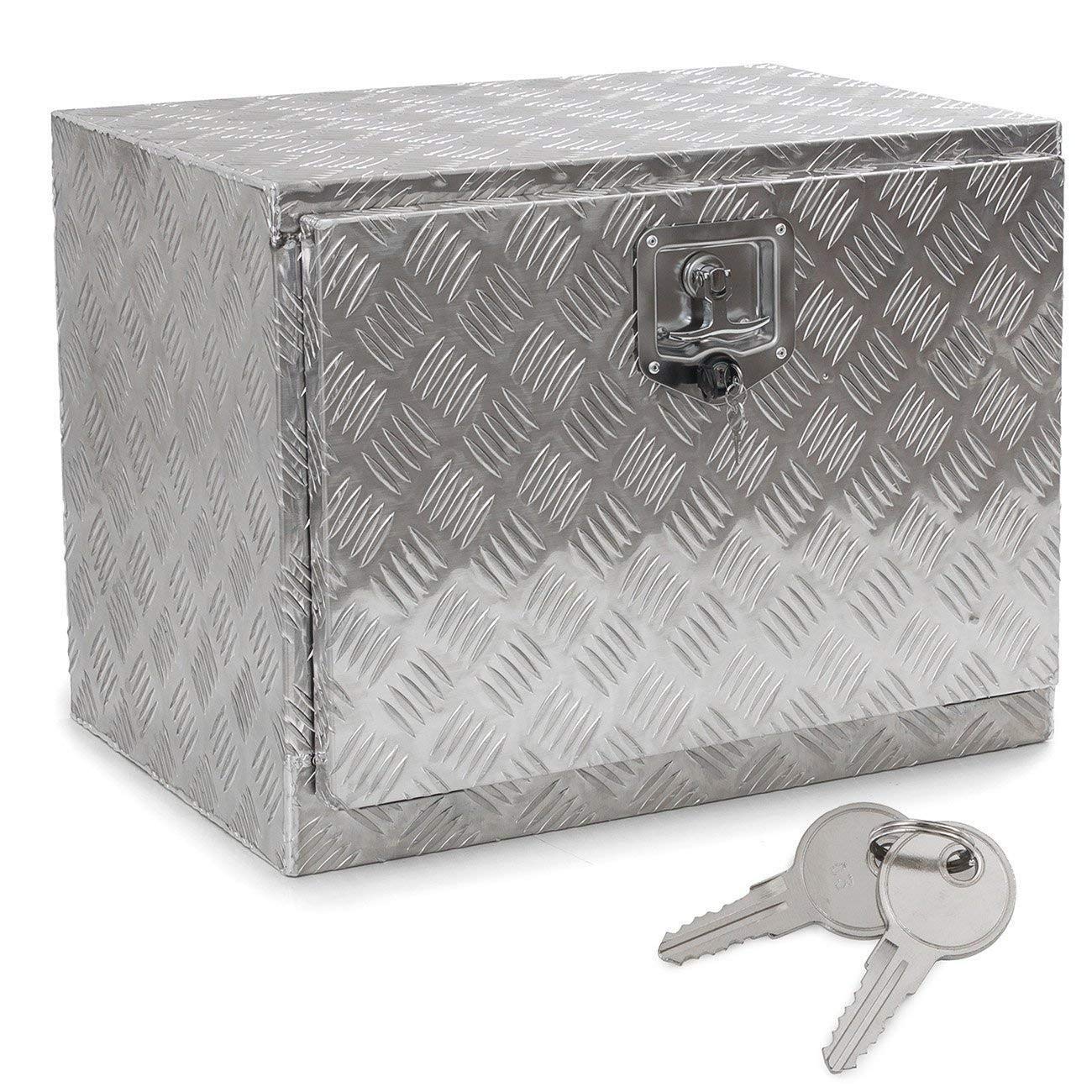 24 Inch Rectangular Aluminum Tool Box with Lock for Pickup Truck & Trailer Underbody Storage - Durable Silver Tool Organizer for Construction, Camping & Road Trips