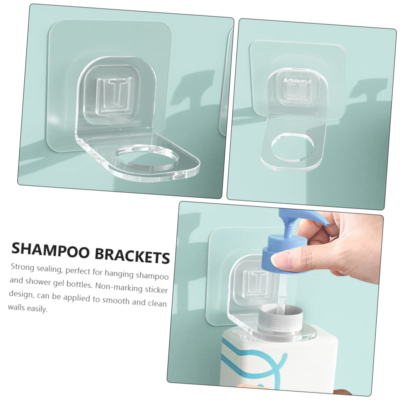 2-Pack Cabilock Wall Mounted Shampoo & Shower Gel Holders - Anti-Falling Bathroom Storage Brackets for Shampoo Bottles, Conditioners & Toiletries - Perfect for Showers, Bathrooms & Small Space Organization