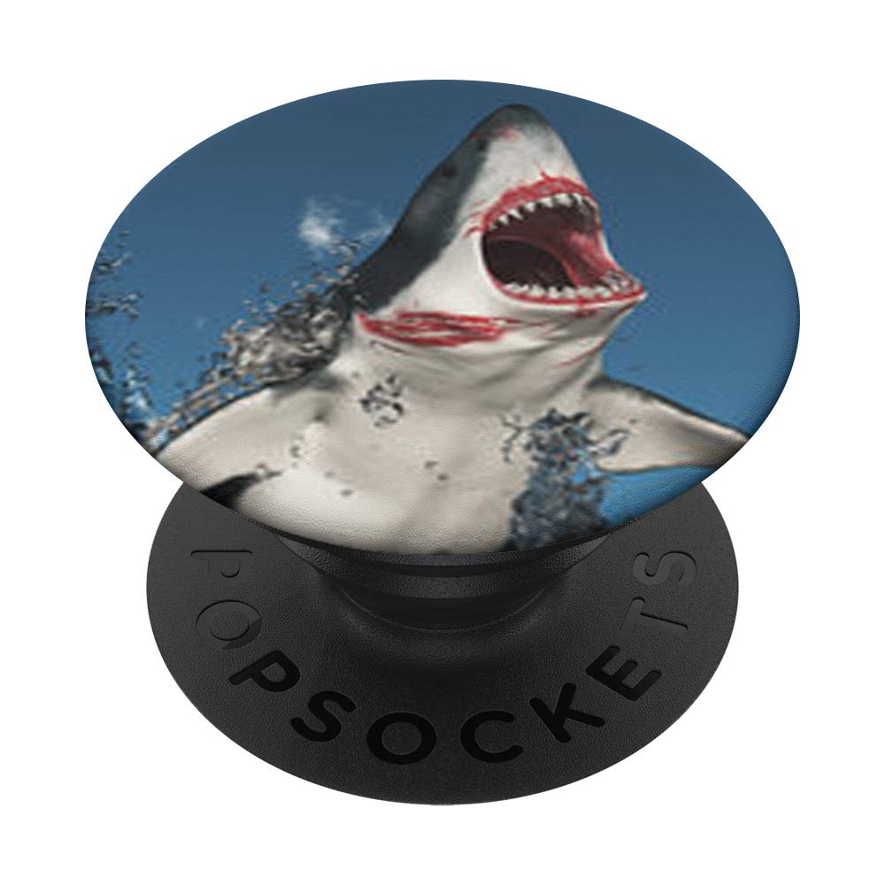 Great White Shark Teeth Predator Swimming PopSockets PopGrip - Swappable Phone Grip for iPhone, Samsung & Tablets - Perfect for Ocean Lovers, Beach Days & Water Activities