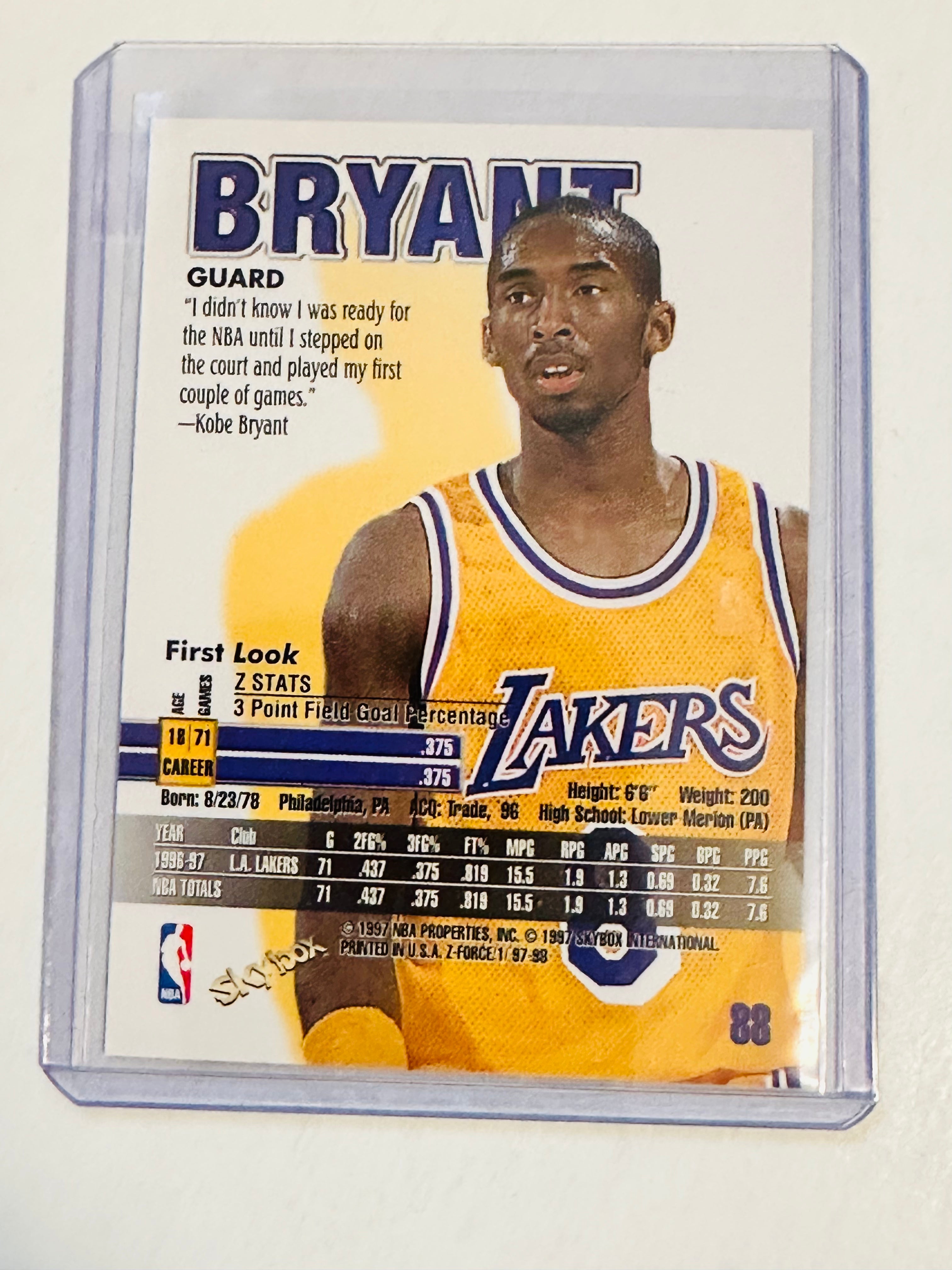 Kobe Bryant Z-Force Skybox Second Year Basketball Card - PSA Graded, Mint Condition | Rare Collectible for NBA Fans & Sports Memorabilia Enthusiasts