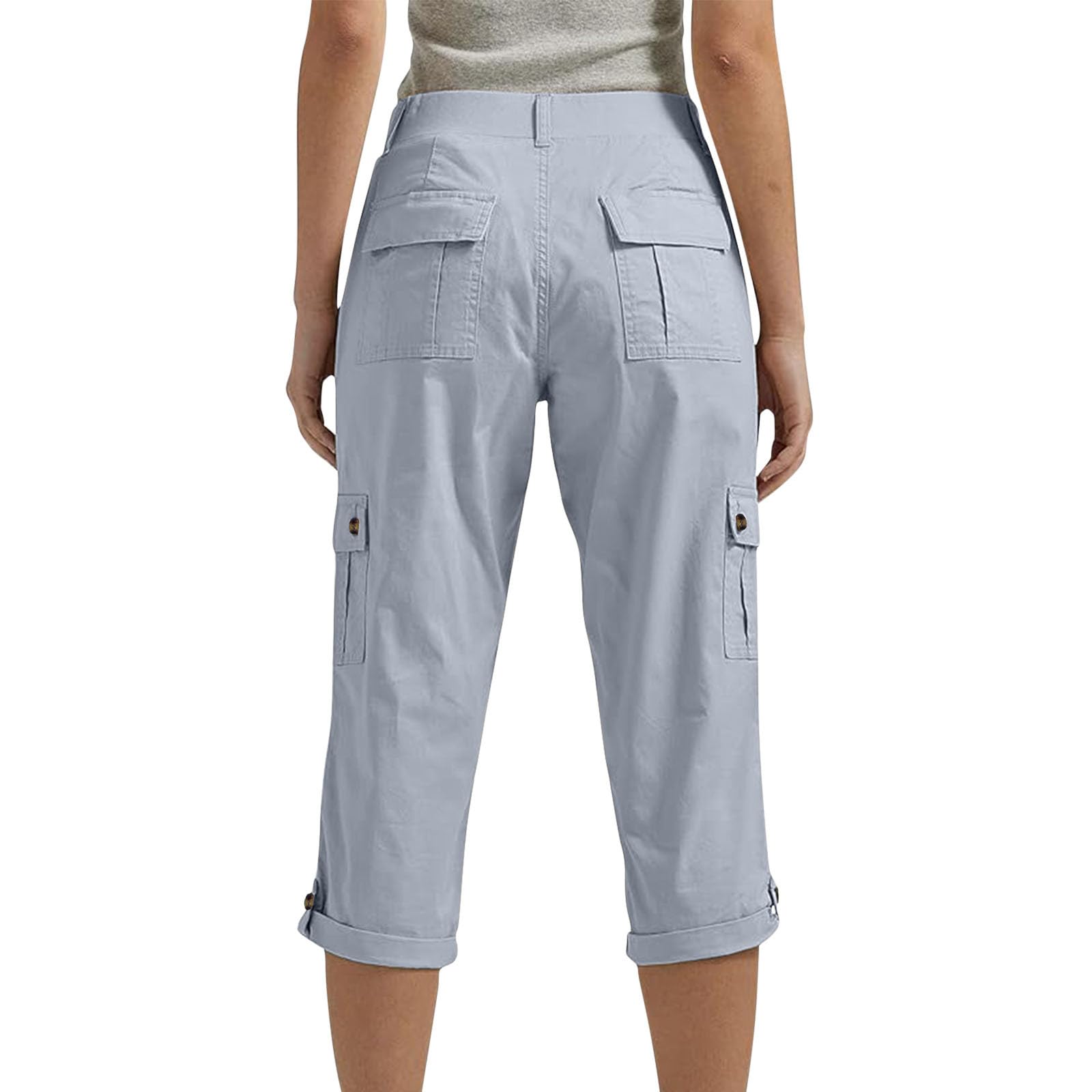 Women's High Waisted Capri Pants - Summer Cropped Hiking Pants with Pockets | Lightweight Outdoor Travel Pants for Walking, Yoga & Casual Wear