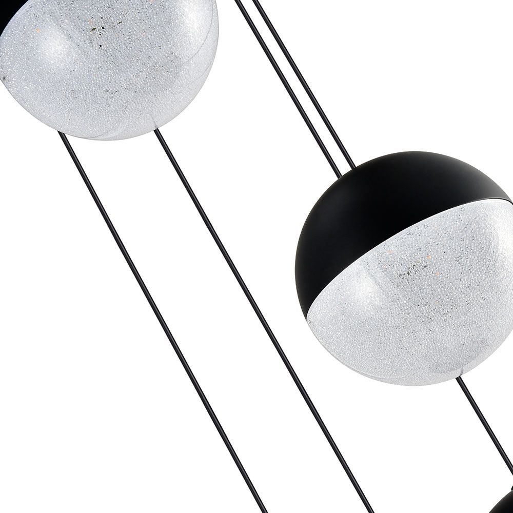 VONN Ravello 5-Light Black LED Chandelier with Globe Shades - Modern Ceiling Fixture for Dining Room, Living Room & Bedroom Lighting
