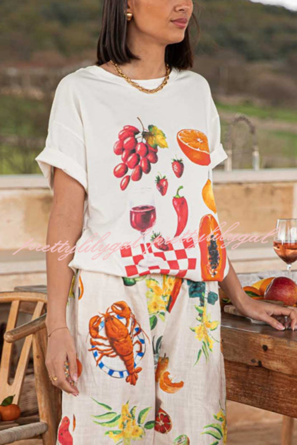 Stylish Printed Round Neck Short Sleeve Loose Fit T-Shirt for Women - Casual Comfort Wear for Everyday Outfits & Summer Fashion