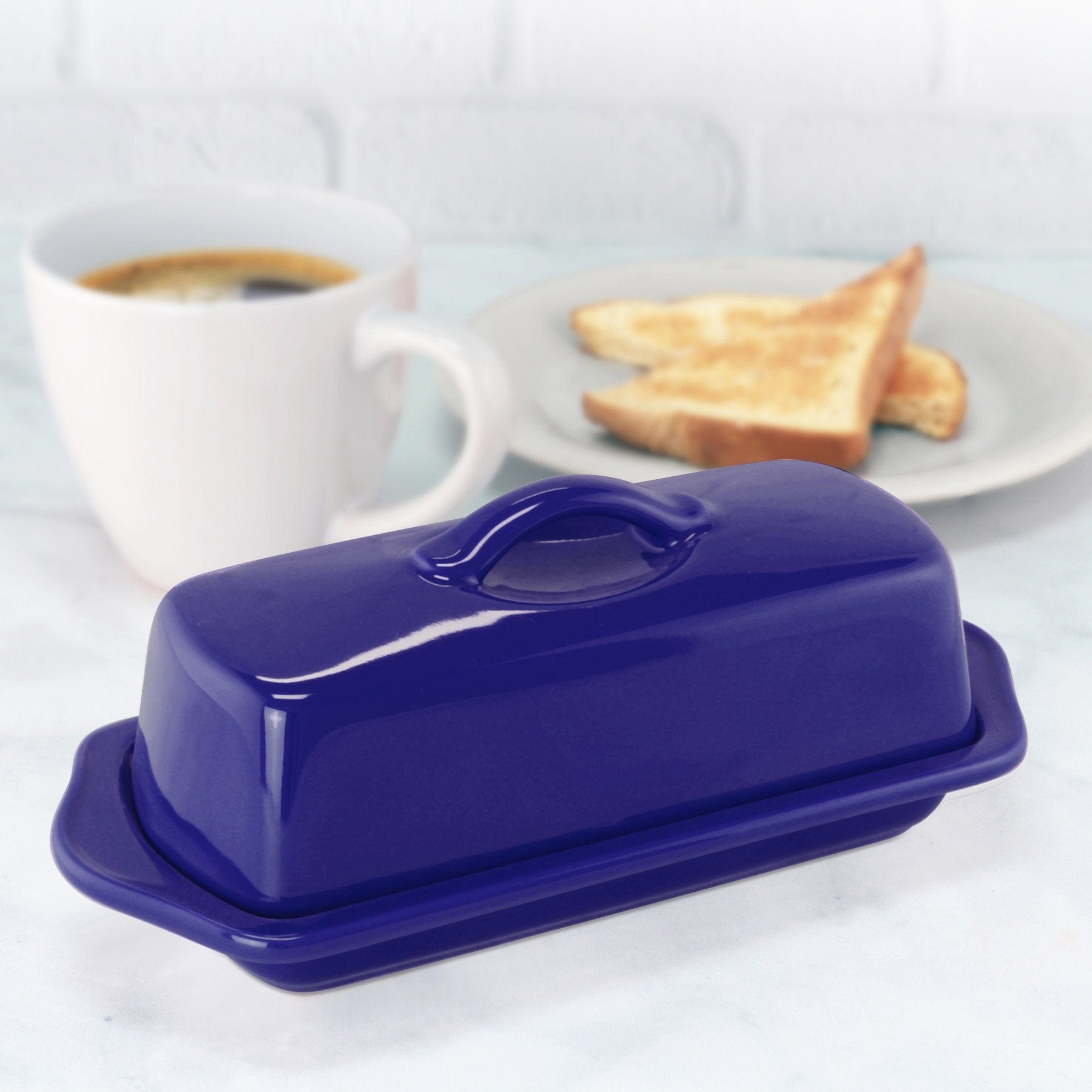 Chantal Butter Dish with Lid - Elegant Ceramic Butter Keeper for Fresh Butter Storage - Perfect for Kitchen, Dining Table, and Breakfast Buffet