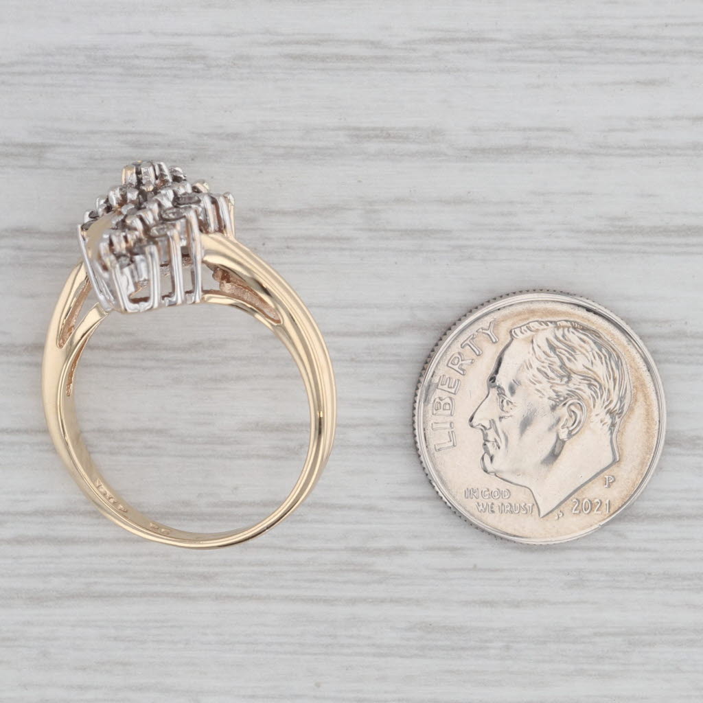 0.44ctw Diamond Cluster Ring in 10k Yellow Gold - Size 7.25 - Elegant Wedding Band, Anniversary Gift for Her, Perfect for Engagements & Special Occasions