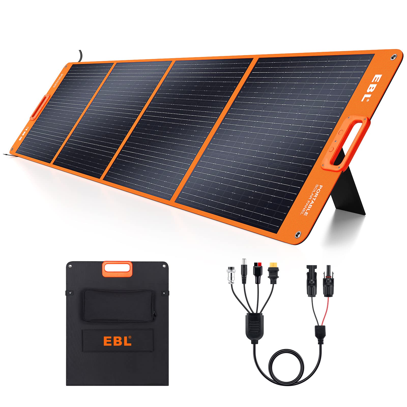 EBL 200W Portable Solar Panel for Power Station - Waterproof IP65 Foldable Solar Charger with MC4 & Anderson Connectors - Perfect for RV Camping, Emergency Power Outages, and Off-Grid Living