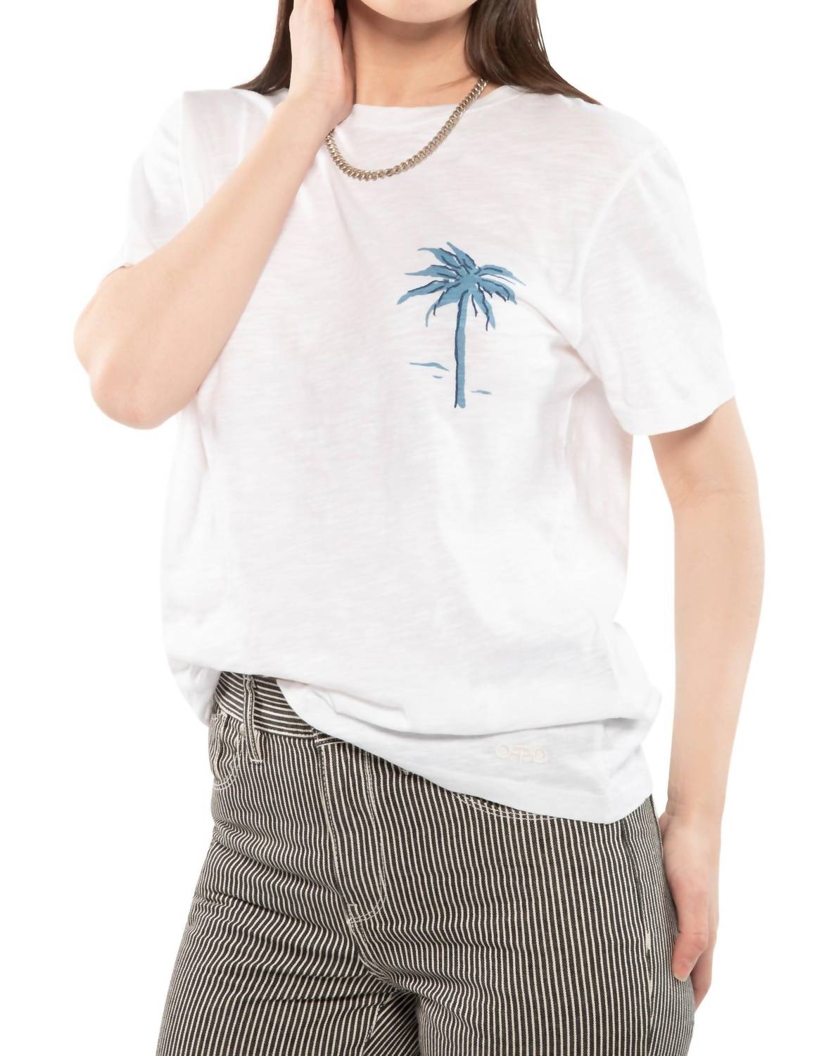 La Vie Est Belle Graphic Short Sleeve Knit Tee in Chalk - Women's Casual Cotton T-Shirt for Everyday Wear & Summer Outfits