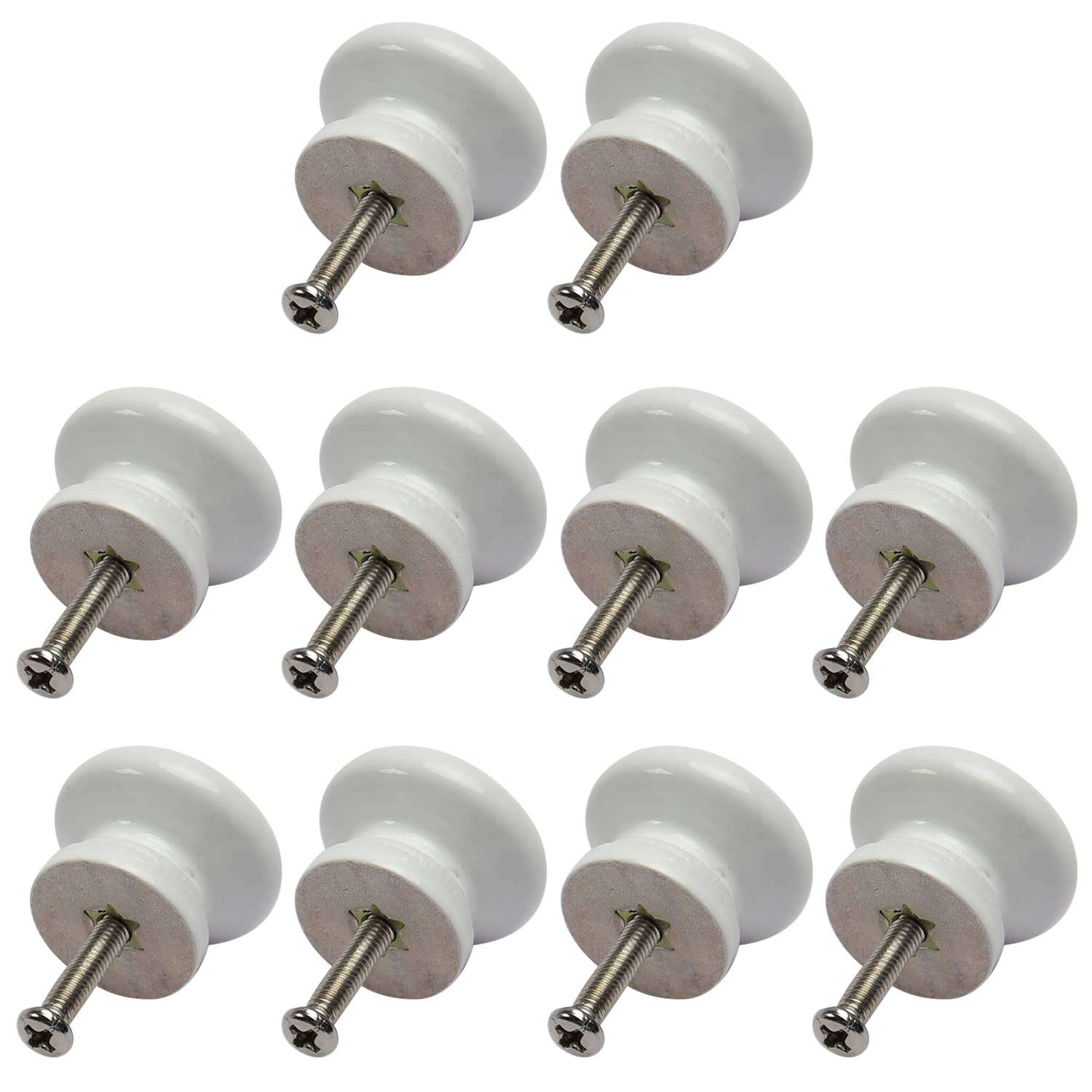 10Pcs White Round Wooden Drawer Knobs 1.08