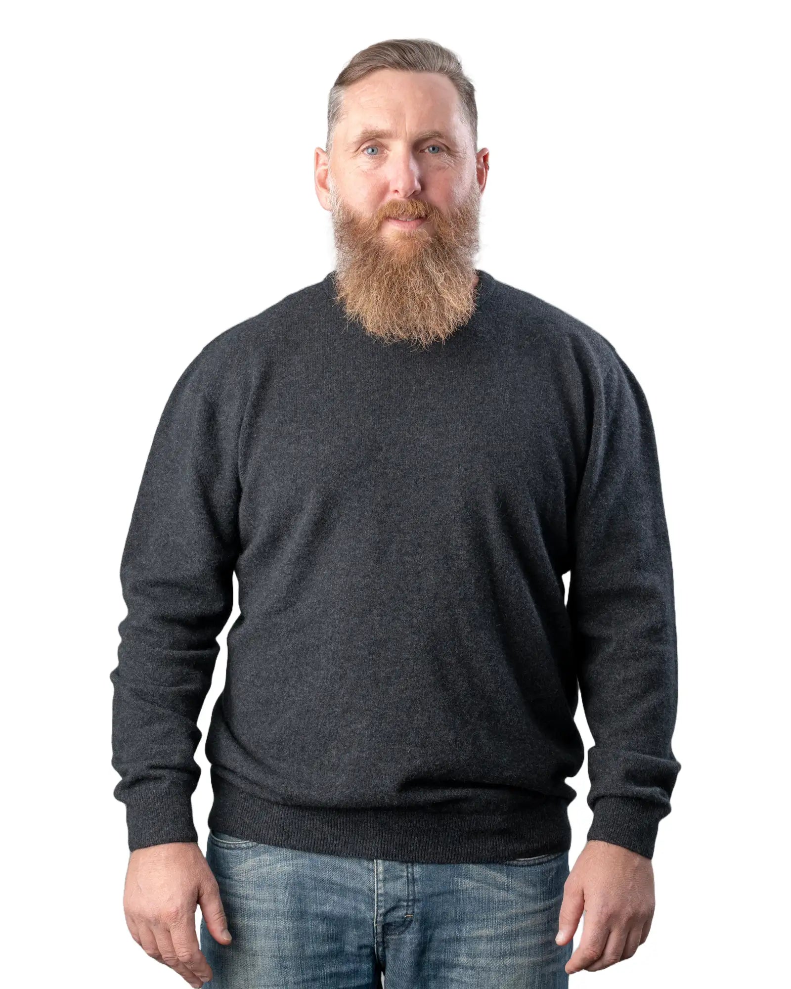 Charcoal Merino Wool Crew Neck Sweater for Men - Soft & Warm Possum Blend NB120 - Perfect for Outdoor Adventures & Casual Wear
