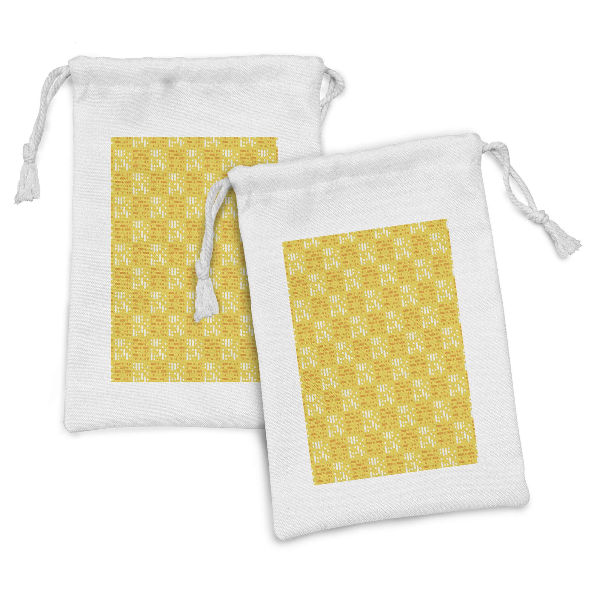 Ambesonne Abstract Fabric Pouch Set of 2 - Modern Minimalist Drawstring Bags with Dots & Lines Pattern, 9