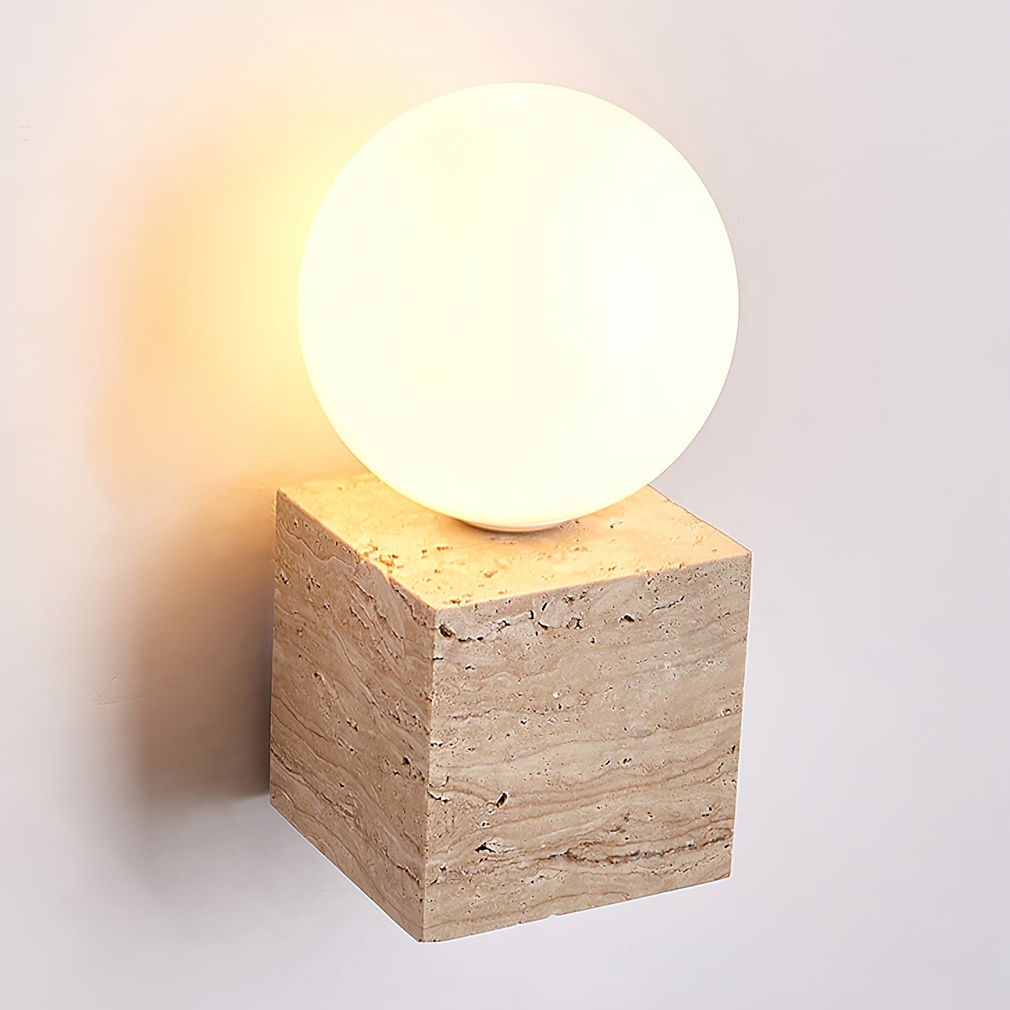Modern Cube Stone Wall Lamp - Sleek LED Night Light for Bedroom, Living Room & Hallway - Dimmable Ambient Lighting for Home Decor & Relaxation