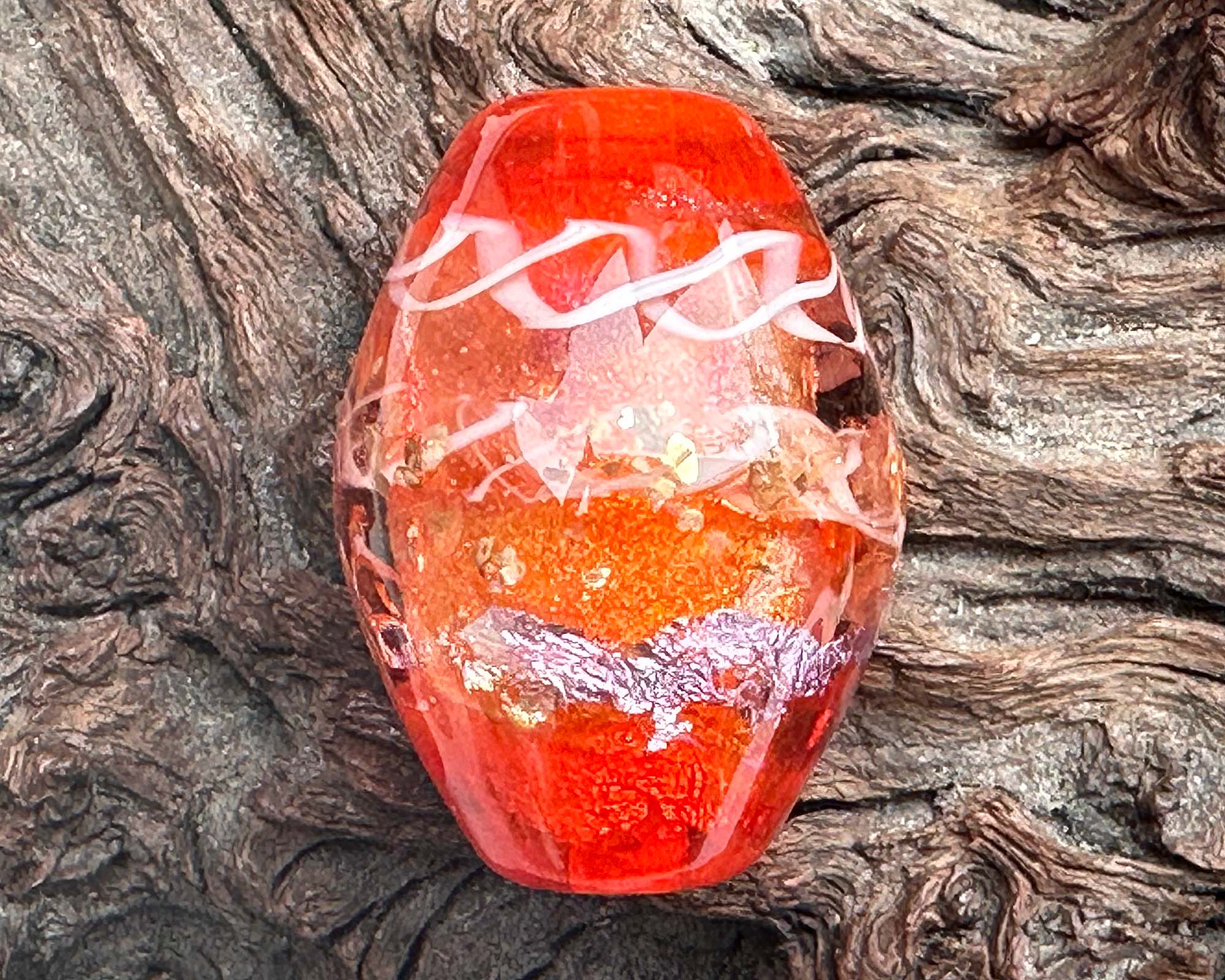Handmade Orange Treasure Lampwork Glass Focal Bead for Jewelry Making - Perfect for Necklaces, Bracelets & DIY Craft Projects