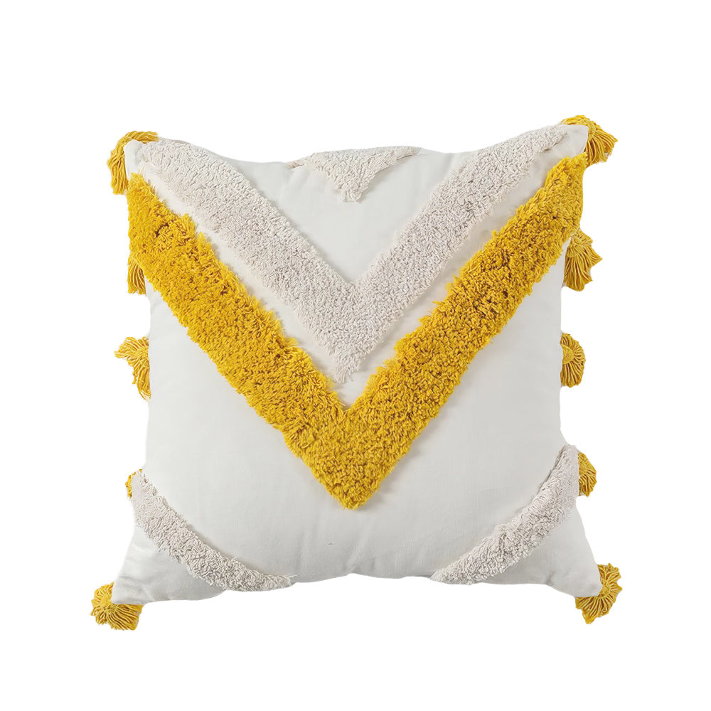 Blue & Yellow Tufted Cushion Cover - Soft Decorative Pillow Case for Sofa, Bed, Chair - Home Decor & Living Room Accent